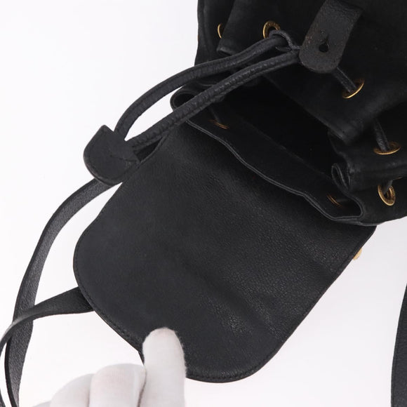 GUCCI Bamboo Backpack Suede Black Gold 003 1705 0030 Auth bs35670A