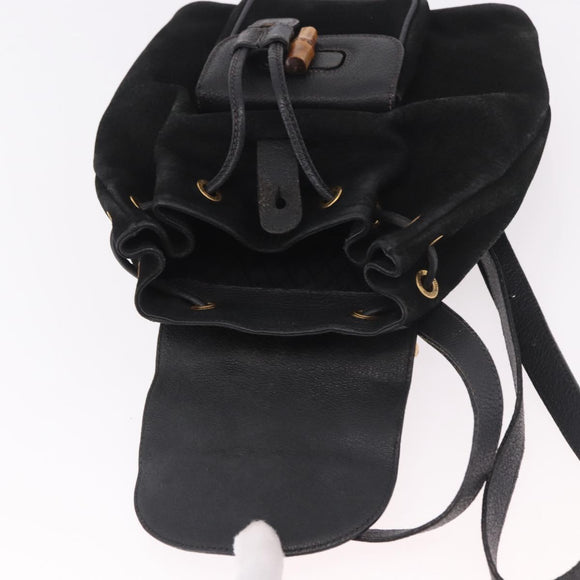 GUCCI Bamboo Backpack Suede Black Gold 003 1705 0030 Auth bs35670A