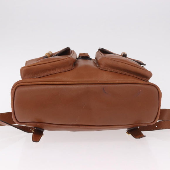 GUCCI Bamboo Backpack Leather Brown Gold 003 58 0016 Auth bs35671