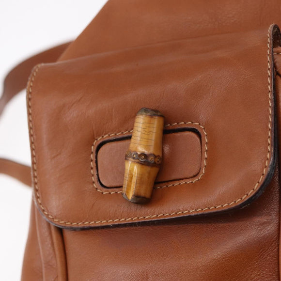 GUCCI Bamboo Backpack Leather Brown Gold 003 58 0016 Auth bs35671