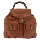 GUCCI Bamboo Backpack Leather Brown Gold 003 58 0016 Auth bs35671-2