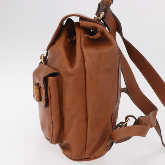 GUCCI Bamboo Backpack Leather Brown Gold 003 58 0016 Auth bs35671