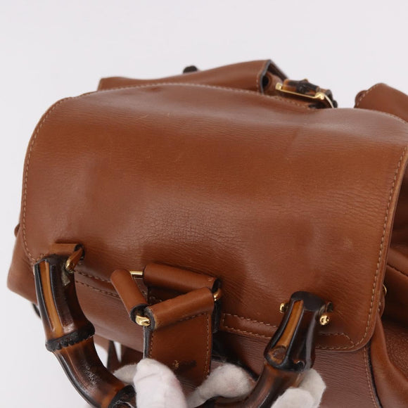 GUCCI Bamboo Backpack Leather Brown Gold 003 58 0016 Auth bs35671