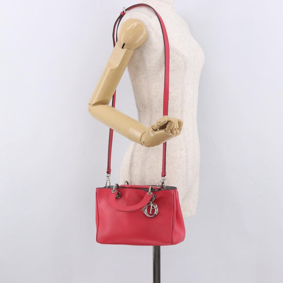 Christian Dior Diorissimo Hand Bag Leather 2way Pink Silver Auth bs35672A