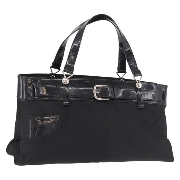 Christian Dior Hand Bag Nylon Black Silver Auth bs35673