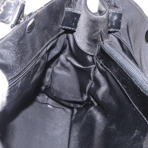 Christian Dior Hand Bag Nylon Black Silver Auth bs35673