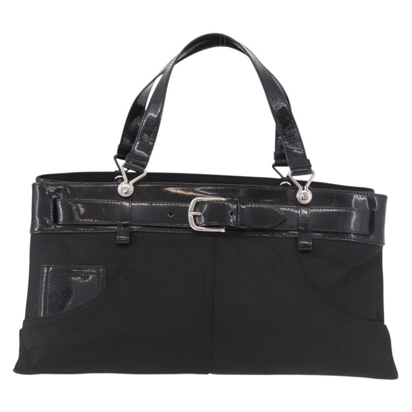 Christian Dior Hand Bag Nylon Black Silver Auth bs35673