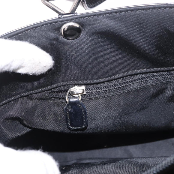 Christian Dior Hand Bag Nylon Black Silver Auth bs35673