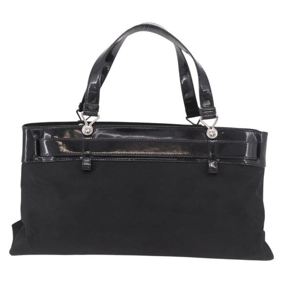 Christian Dior Hand Bag Nylon Black Silver Auth bs35673