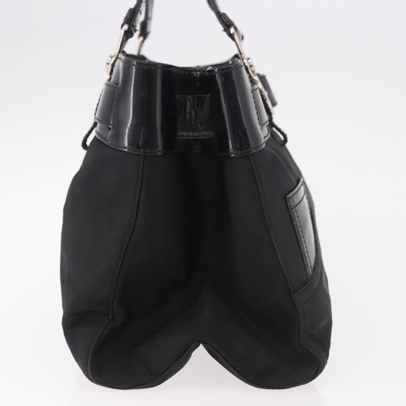 Christian Dior Hand Bag Nylon Black Silver Auth bs35673