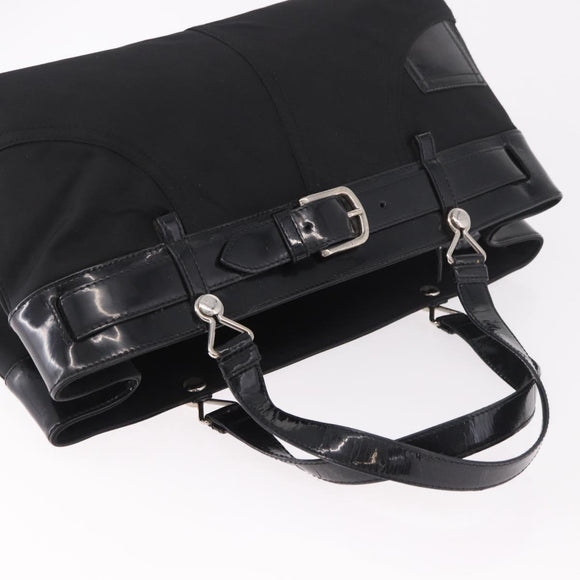 Christian Dior Hand Bag Nylon Black Silver Auth bs35673