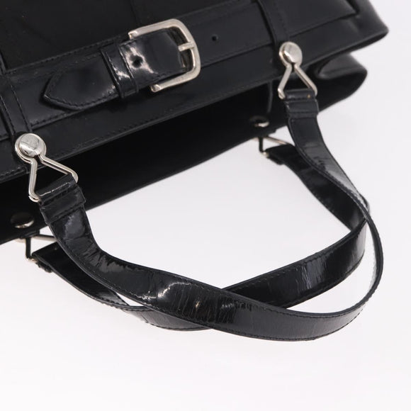 Christian Dior Hand Bag Nylon Black Silver Auth bs35673