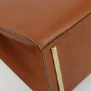 VALENTINO Hand Bag Leather Brown Gold Auth bs35674-14
