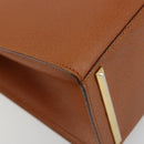 VALENTINO Hand Bag Leather Brown Gold Auth bs35674-16