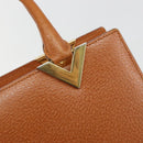 VALENTINO Hand Bag Leather Brown Gold Auth bs35674-10