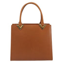 VALENTINO Hand Bag Leather Brown Gold Auth bs35674-13
