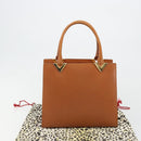 VALENTINO Hand Bag Leather Brown Gold Auth bs35674-12