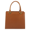VALENTINO Hand Bag Leather Brown Gold Auth bs35674-2