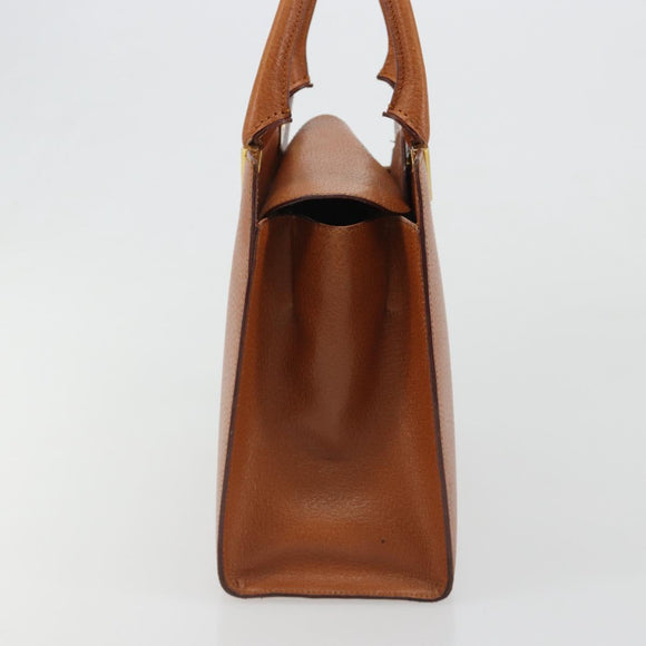 VALENTINO Hand Bag Leather Brown Gold Auth bs35674