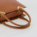 VALENTINO Hand Bag Leather Brown Gold Auth bs35674-7