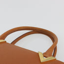 VALENTINO Hand Bag Leather Brown Gold Auth bs35674-8