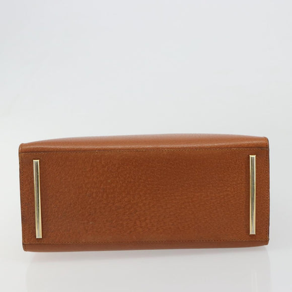 VALENTINO Hand Bag Leather Brown Gold Auth bs35674