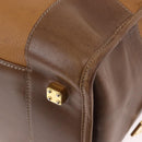 LOEWE Anagram Boston Bag Leather Brown Gold Auth bs35675-16