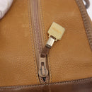 LOEWE Anagram Boston Bag Leather Brown Gold Auth bs35675-10