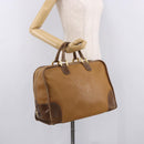 LOEWE Anagram Boston Bag Leather Brown Gold Auth bs35675-21