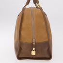 LOEWE Anagram Boston Bag Leather Brown Gold Auth bs35675-4