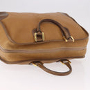 LOEWE Anagram Boston Bag Leather Brown Gold Auth bs35675-6