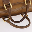 LOEWE Anagram Boston Bag Leather Brown Gold Auth bs35675-7