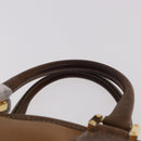LOEWE Anagram Boston Bag Leather Brown Gold Auth bs35675-8