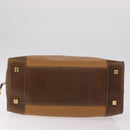 LOEWE Anagram Boston Bag Leather Brown Gold Auth bs35675-5