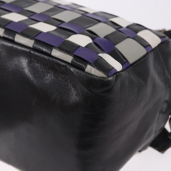 Miu Miu Shoulder Bag Leather Purple Gold Auth bs35677A