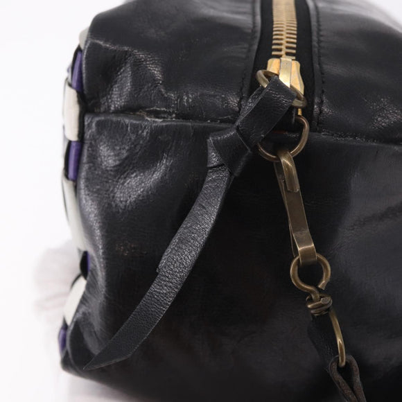 Miu Miu Shoulder Bag Leather Purple Gold Auth bs35677A
