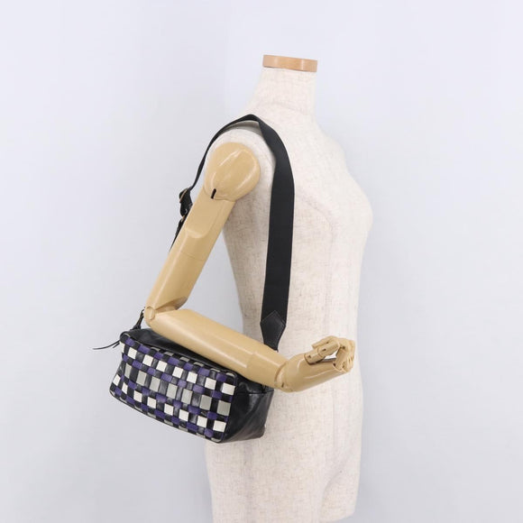 Miu Miu Shoulder Bag Leather Purple Gold Auth bs35677A