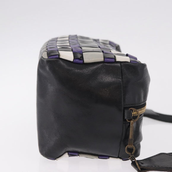 Miu Miu Shoulder Bag Leather Purple Gold Auth bs35677A