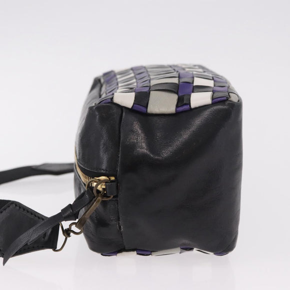 Miu Miu Shoulder Bag Leather Purple Gold Auth bs35677A