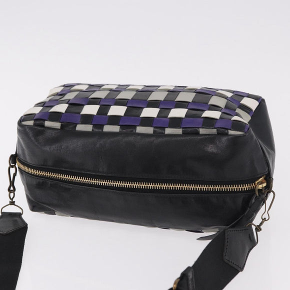 Miu Miu Shoulder Bag Leather Purple Gold Auth bs35677A