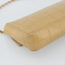 CHANEL Choco Bar Chain Shoulder Bag Lamb Skin Beige Gold CC Auth bs35679-16