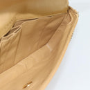 CHANEL Choco Bar Chain Shoulder Bag Lamb Skin Beige Gold CC Auth bs35679-17