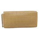 CHANEL Choco Bar Chain Shoulder Bag Lamb Skin Beige Gold CC Auth bs35679-2