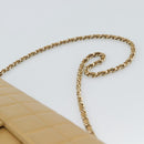 CHANEL Choco Bar Chain Shoulder Bag Lamb Skin Beige Gold CC Auth bs35679-8