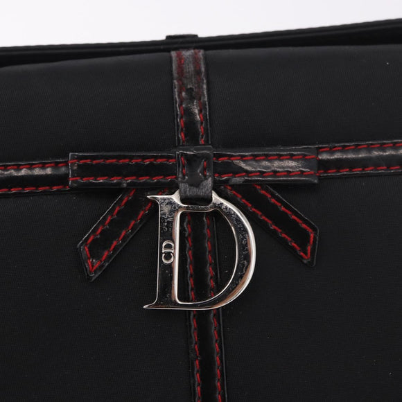 Christian Dior Clutch Bag Nylon Black Silver Auth bs35680