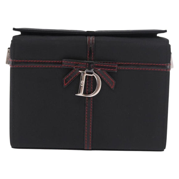 Christian Dior Clutch Bag Nylon Black Silver Auth bs35680