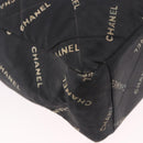 CHANEL Matelasse Chain Tote Bag Coated Canvas Black Gold CC Auth bs35682-15