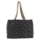CHANEL Matelasse Chain Tote Bag Coated Canvas Black Gold CC Auth bs35682-13