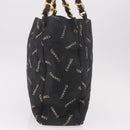 CHANEL Matelasse Chain Tote Bag Coated Canvas Black Gold CC Auth bs35682-4