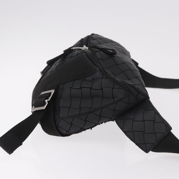 BOTTEGA VENETA INTRECCIATO Body Bag Leather Black Silver Auth bs35683A